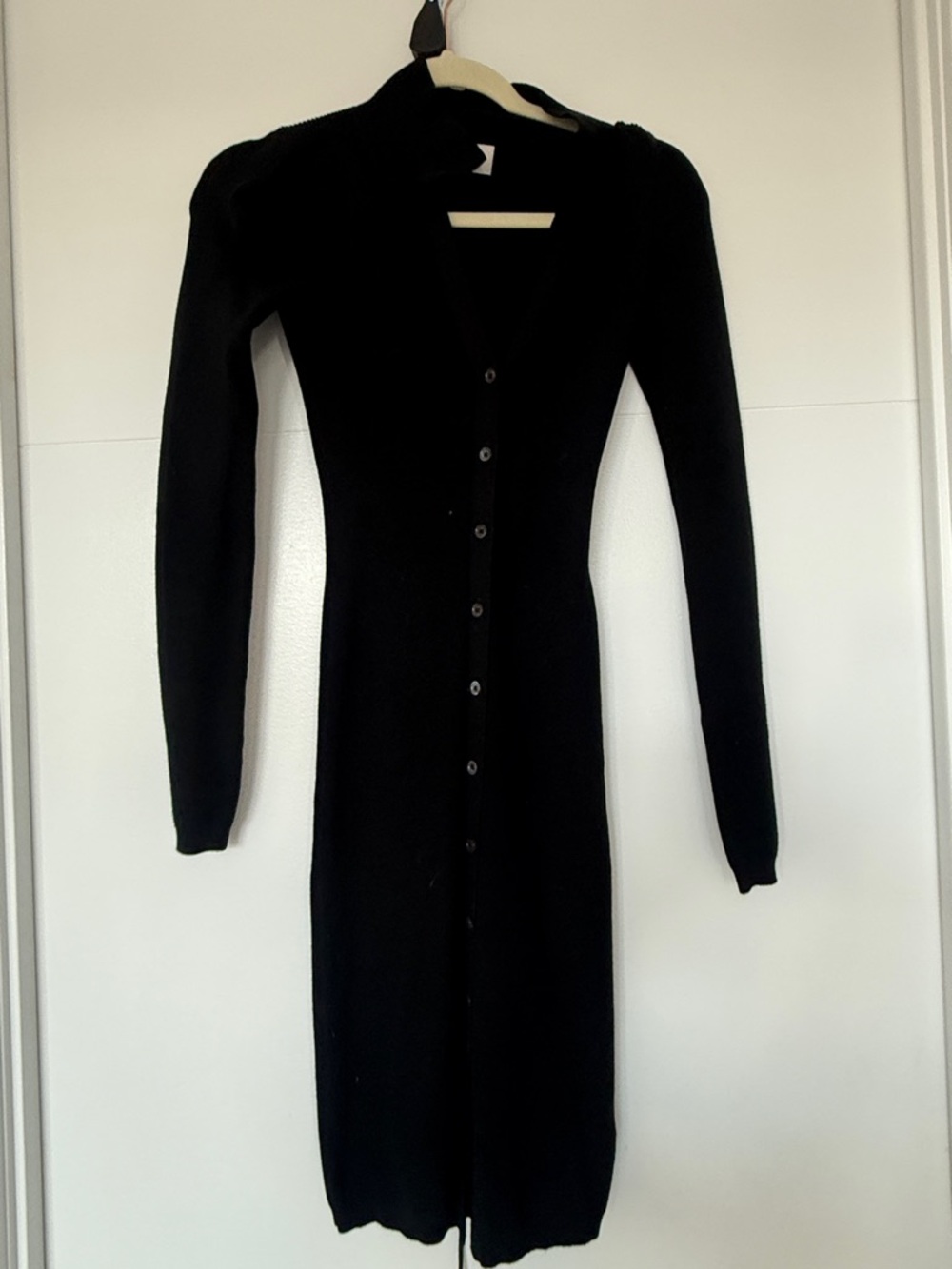 Wilfred Black Long-Sleeve Button-Front Knit Dress size XS